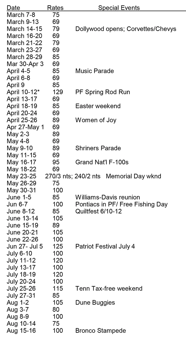 room rates page 1